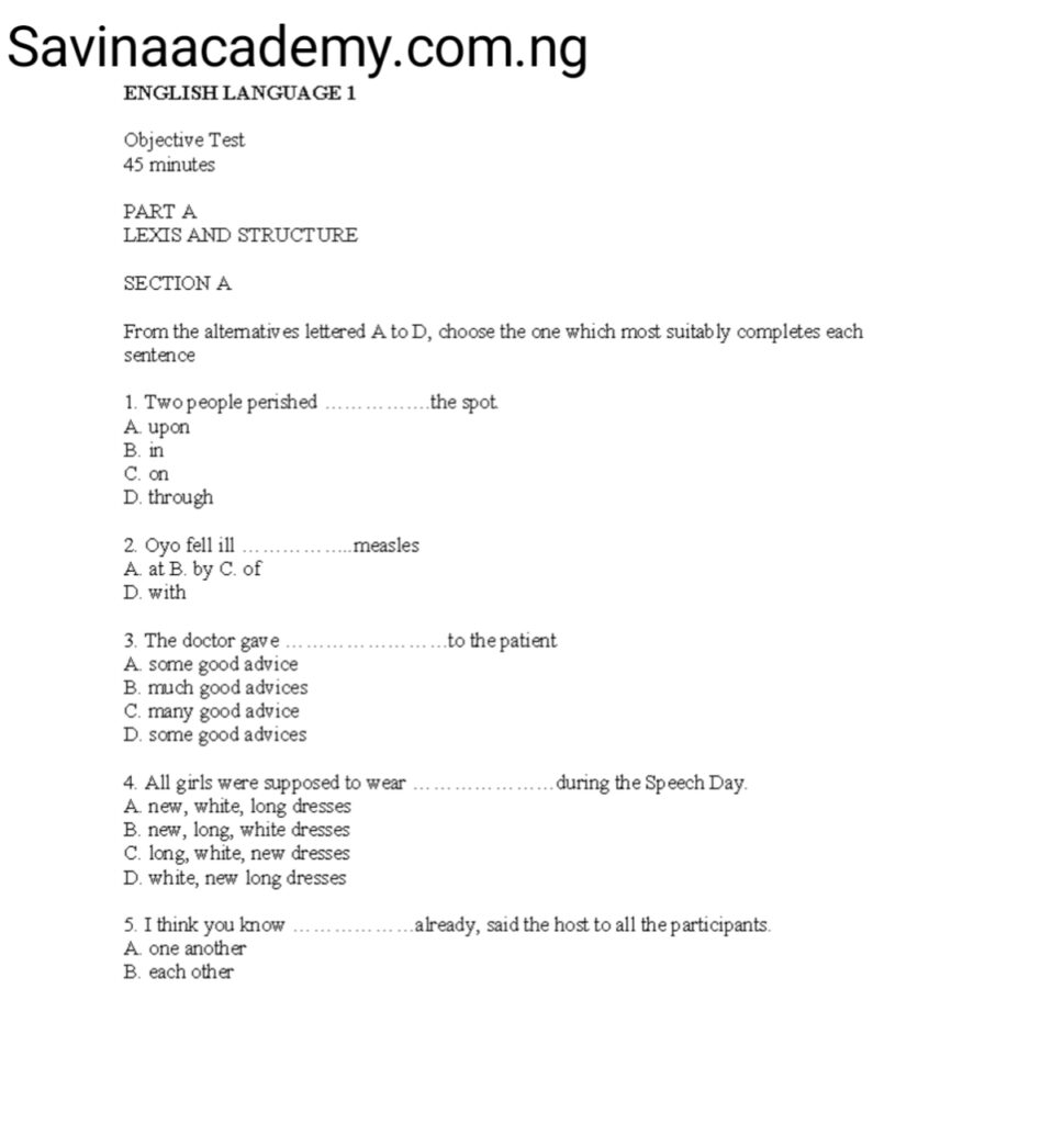 english past questions