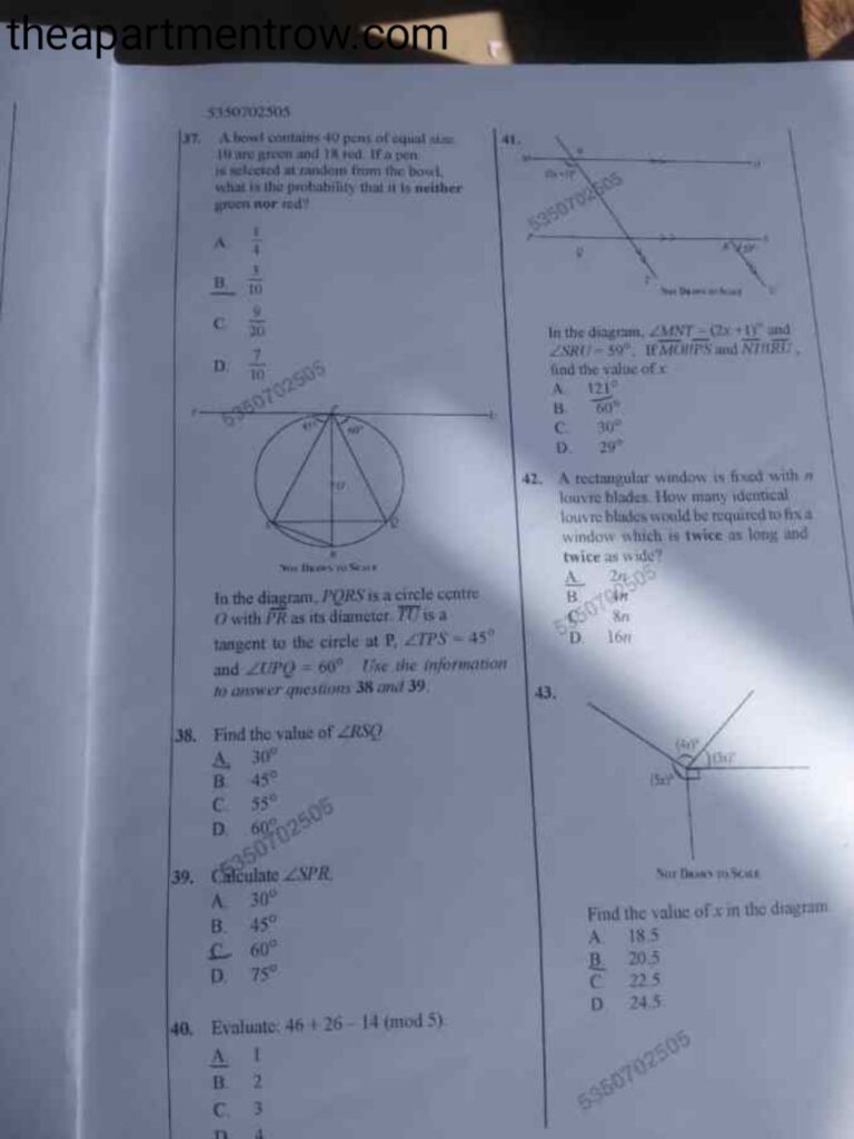 Junior WAEC Mathematics Past Questions and Answers PDF