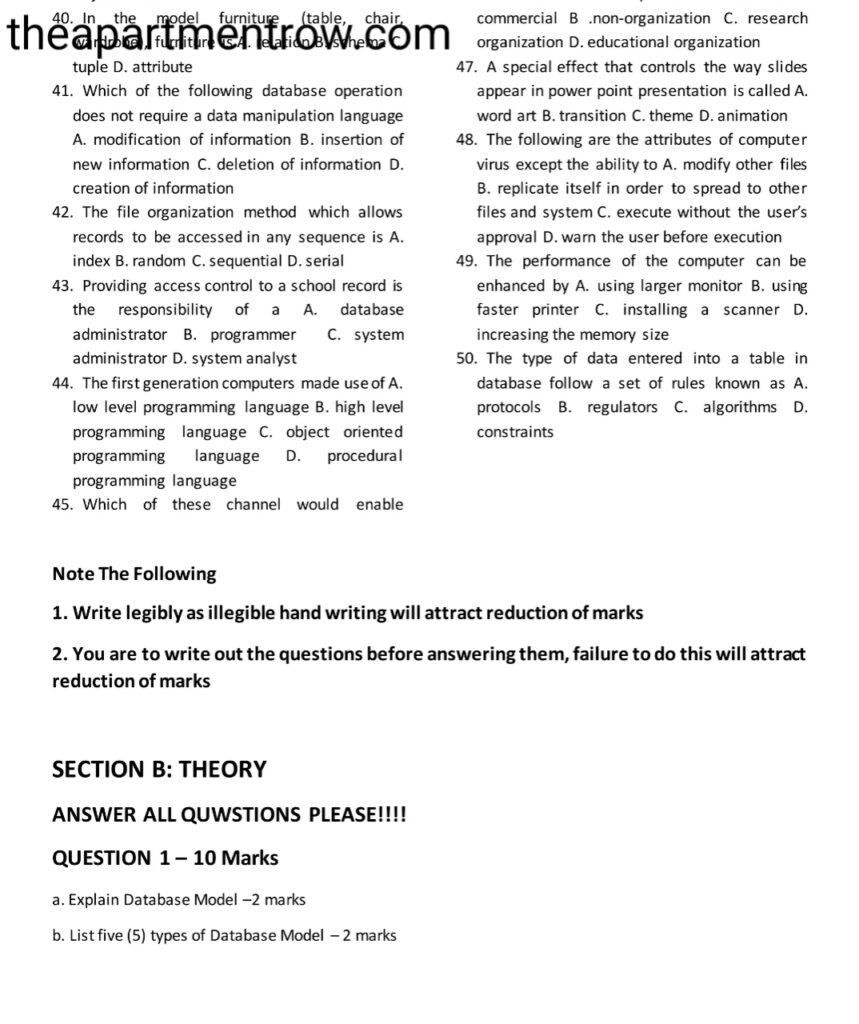 data processing waec past questions