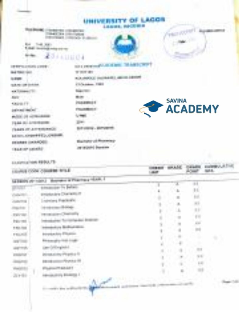 university of lagos transcript