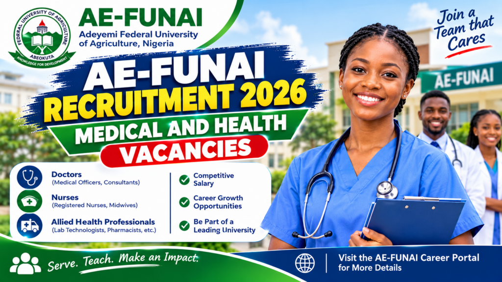 AE-FUNAI Recruitment 2026: Medical and Health Vacancies, Requirements and How to Apply