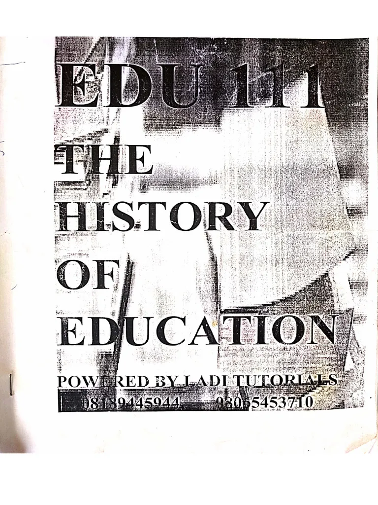 EDU 111 History of Education in Nigeria PDF Free Download