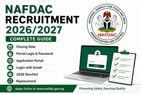 NAFDAC Recruitment Application Portal and Job Requirement Guide 2026/2027